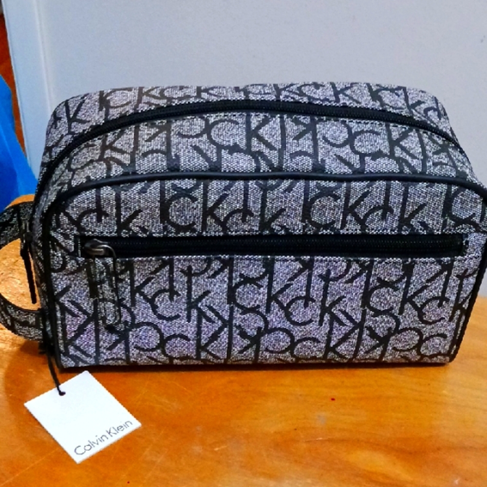 Calvin Klein Monogram Black and Gray Toiletry Bag